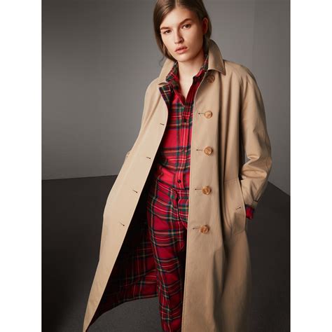 reversible gabardine and tartan wool car coat burberry|Mid.